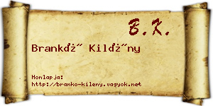 Brankó Kilény névjegykártya
